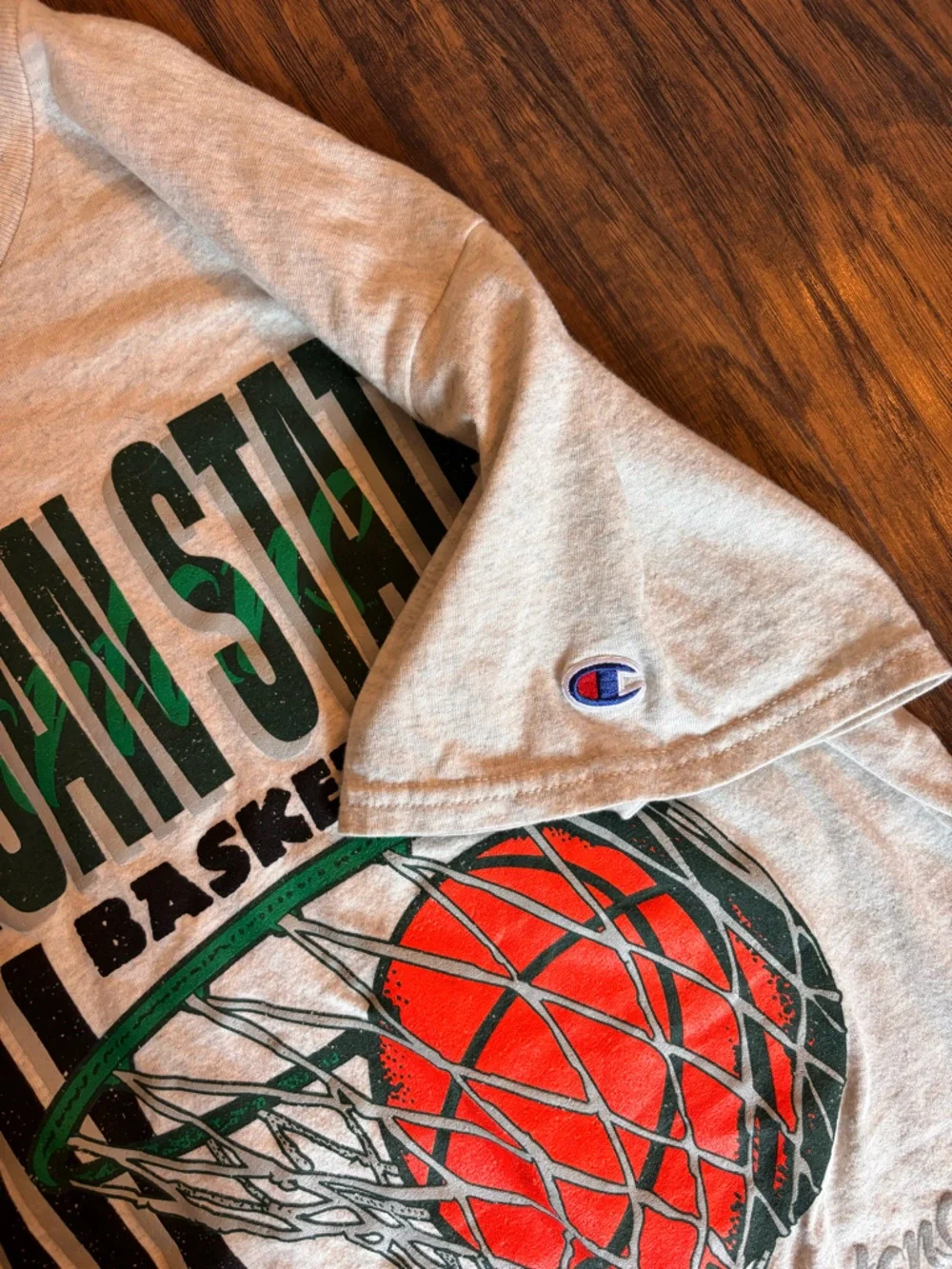 Champion Michigan State Spartans Basketball T-Shirt Men’s L Gray Retro Graphic - Picture 6 of 8